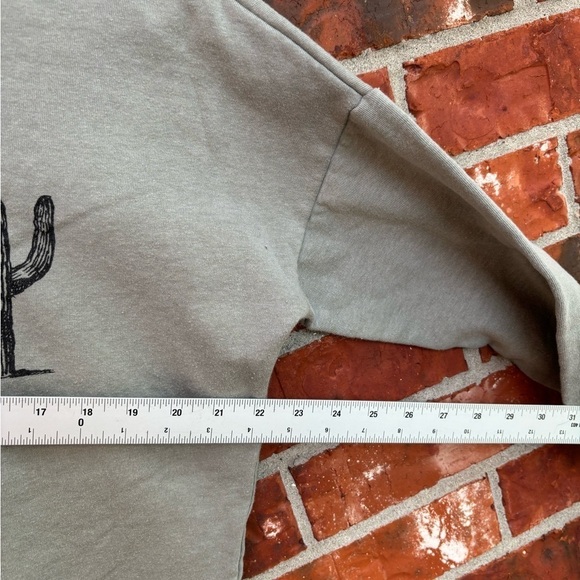 Womens Medium Green Gray Cactus Always On Point Cropped Boho Sweatshirt Sweater - Picture 5 of 7